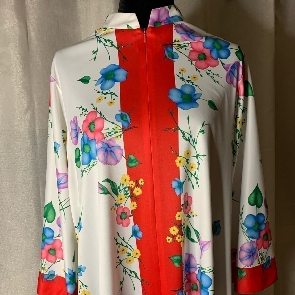 Vintage 1960s pink floral dress Evelyn Pearson white Hawaiian flower hipster    - Picture 2 of 7